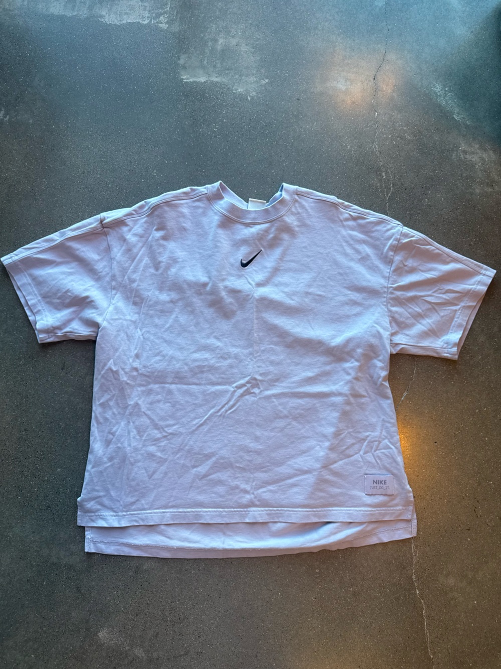 Nike White Short Sleeve Crew with Black Swoosh